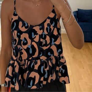 Topshop Black and Tan Leopard Print Camisole